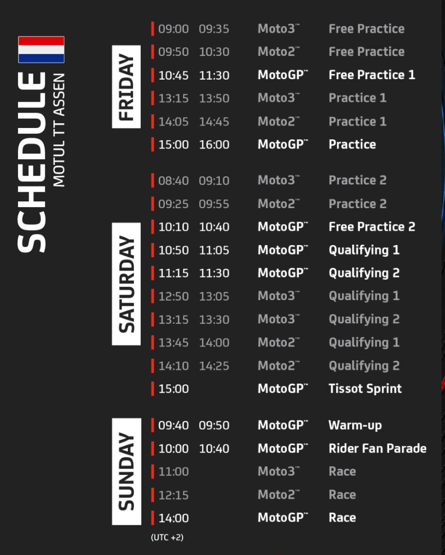 Tijdschema TT Assen 2024